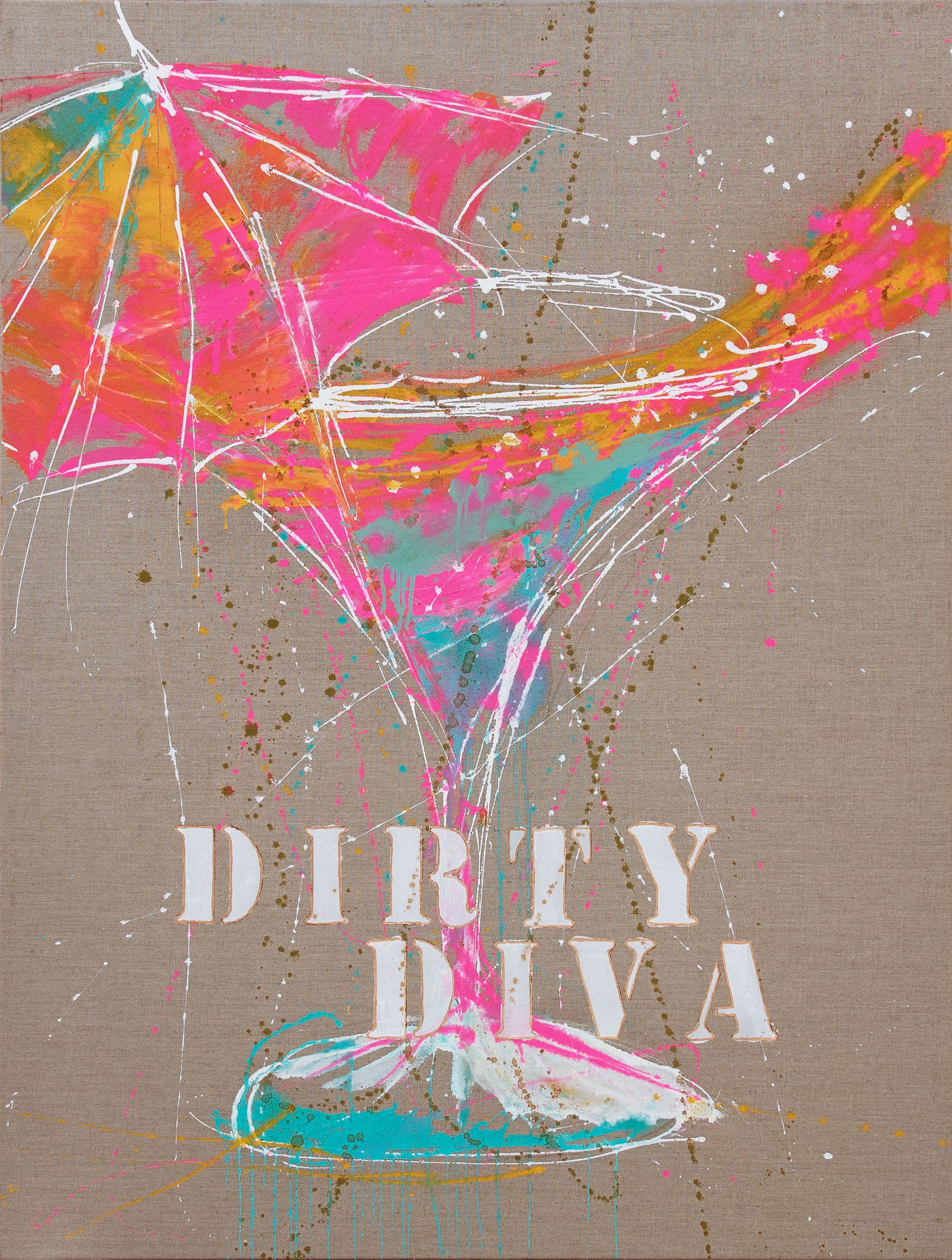 Pop Art Painting, Neon Art, Cocktails, Statement Artwork, Modern Collector Art
